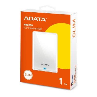 Disco Duro Externo ADATA HV620S, 1 TB, USB 3.2 Gen1 (compatible con las versiones anteriores USB 2.0), 2.5 pulgadas, Color blanco