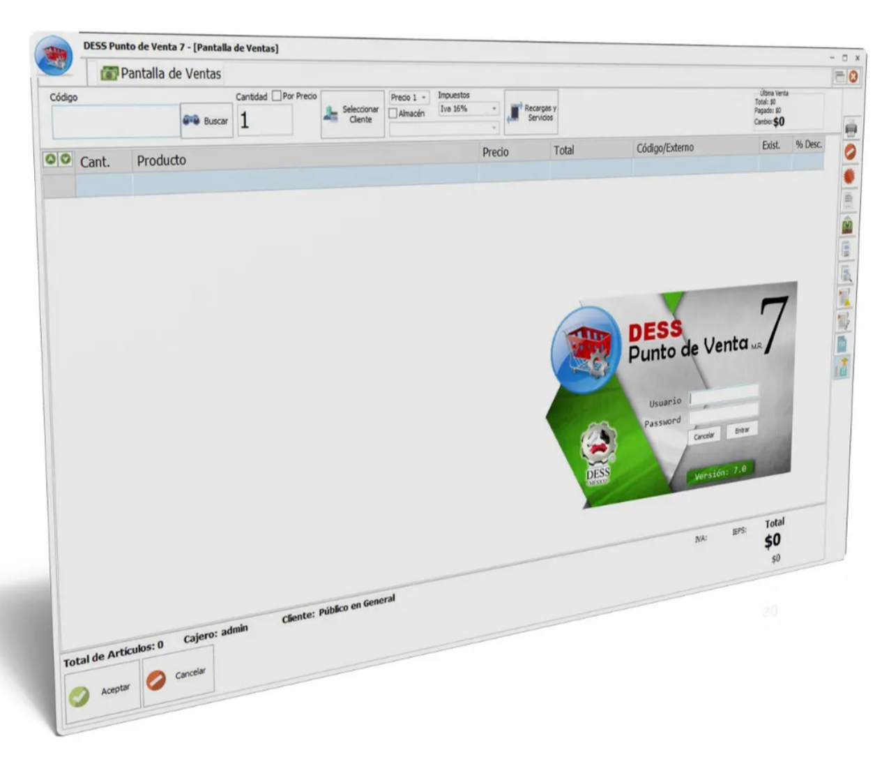 Actualización DESS Punto de Venta 6 A 7. Licencia de actualización 1 Usuario 1 Equipo.