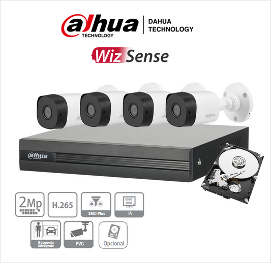 Kit de 4 camaras Dahua Technology 1080p +Disco duro 500GB regalo