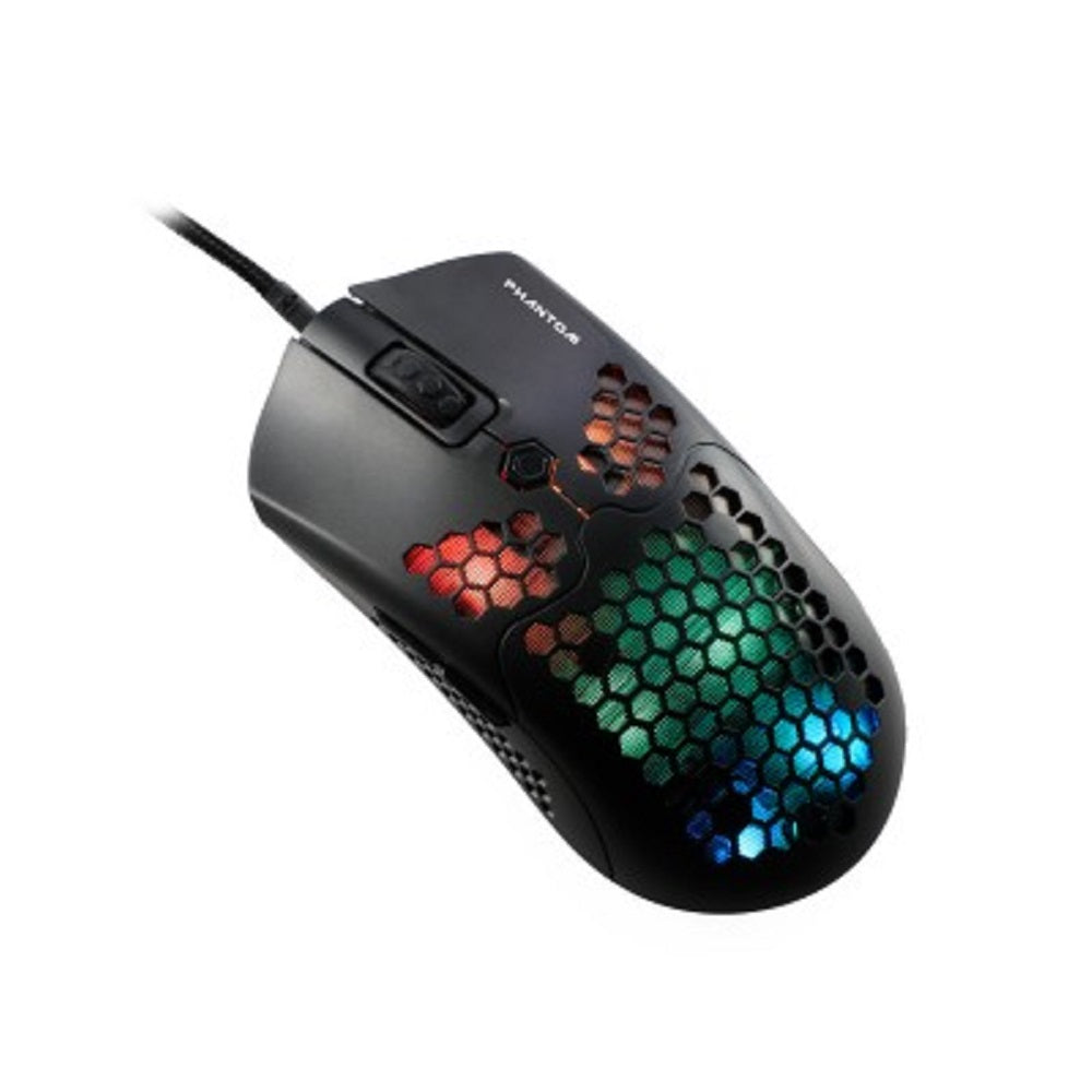 Mouse Gamer Naceb Technology Phantom, 6 botones + scroll, USB, 400-10000 DPI, Iluminacion RGB, sensor PAW3325, cable reforzado 1.8mts