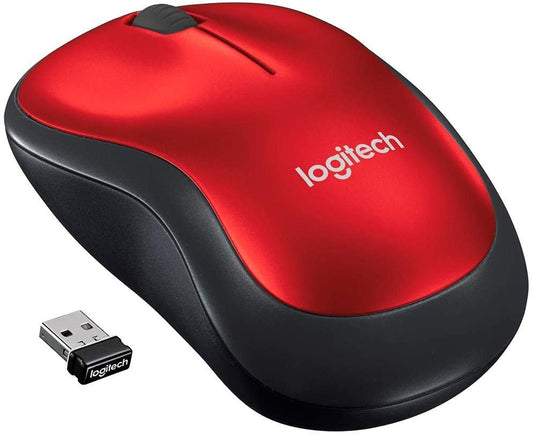 Mouse LOGITECH M185, Rojo, 3 botones, RF inalámbrico, Óptico, 1000 DPI
