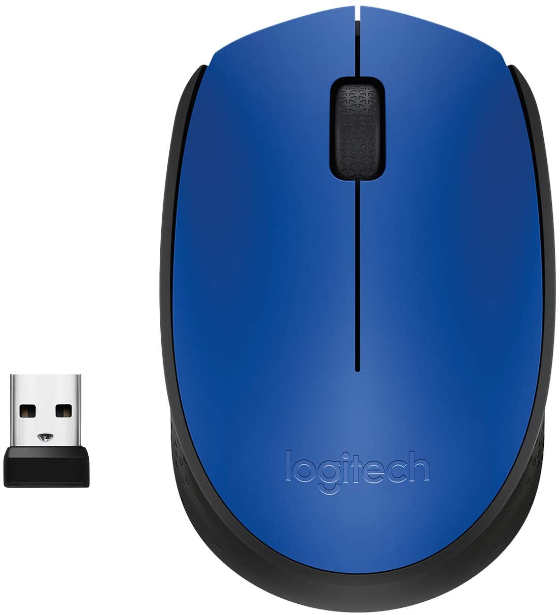 Mouse LOGITECH M170, Negro con detalles en Azul, 3 botones, RF inalámbrico