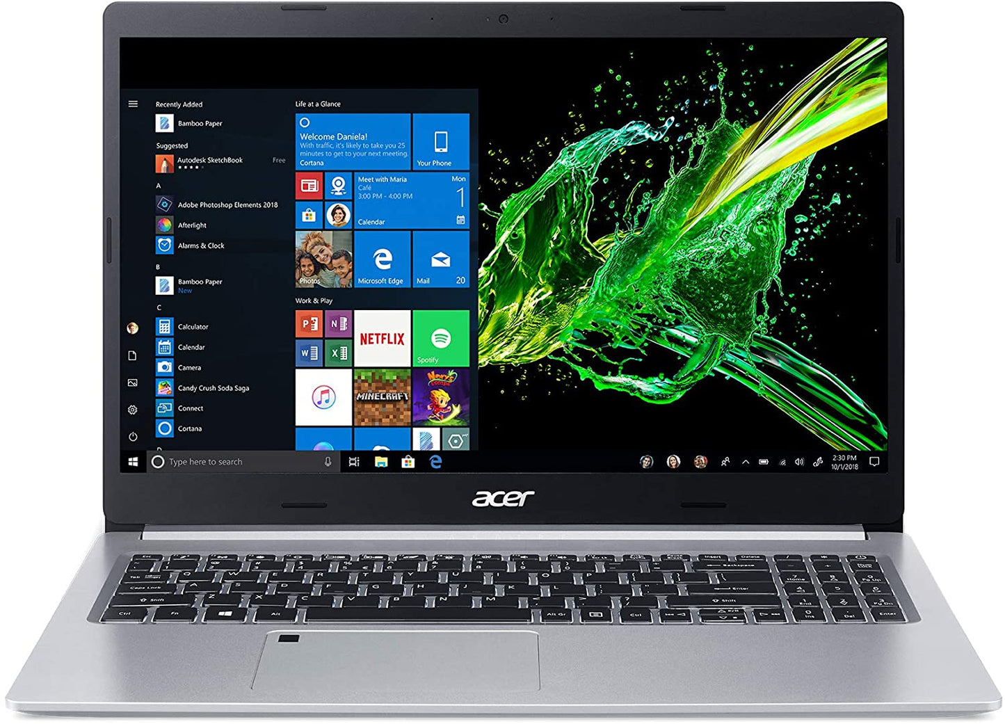 Laptop ACER A515-54-50RS, 15.6 Pulgadas, Intel Core, i5-10210U, 8 GB, 512GB SSD, Windows 10 Home, Cubierta Aluminio Negro