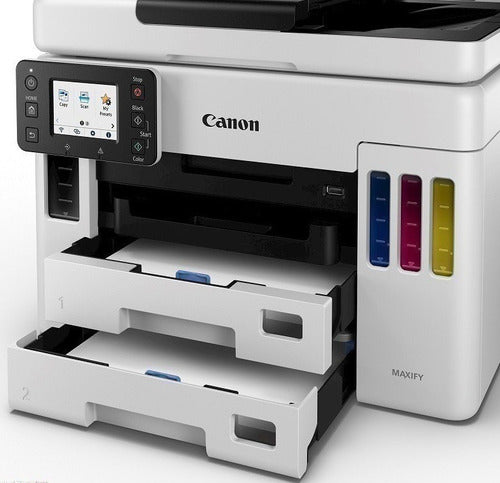 Impresora multifuncional CANON Maxify GX7010, Tecnología tinta continua. Impresora, copiadora, escáner y fax. Pantalla táctil en color de 2.7 pulgadas