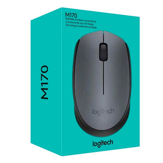 Mouse LOGITECH M170, Gris, 3 botones, RF inalámbrico, Óptico