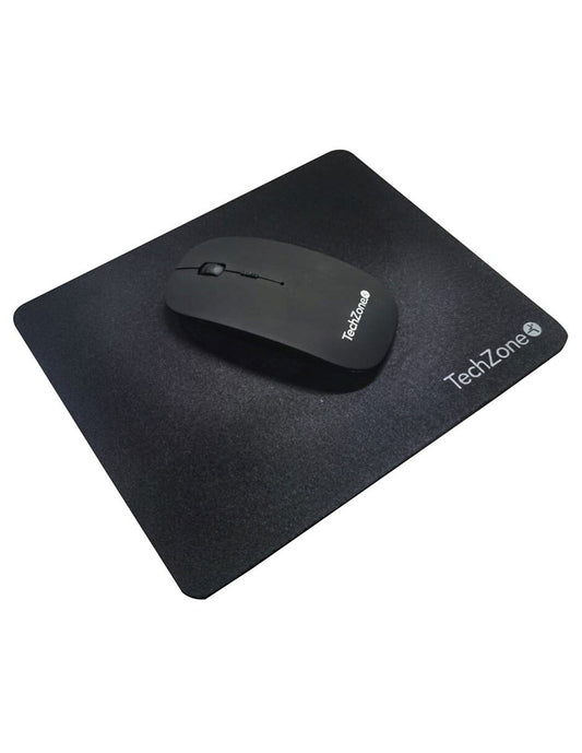 Mouse Inalámbrico Recargable con Mousepad TECHZONE TZ18MOUINAMP-NG, Negro, Inalámbrico, 800 - 1600 DPI