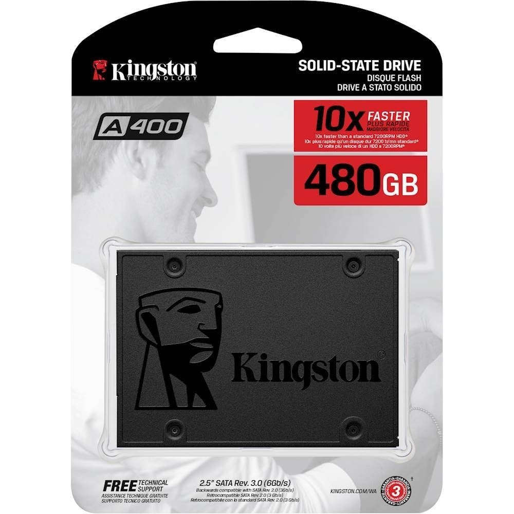 SSD Kingston Technology SA400S37/480G, 480 GB, Serial ATA III, 500 MB/s, 450 MB/s, 6 Gbit/s