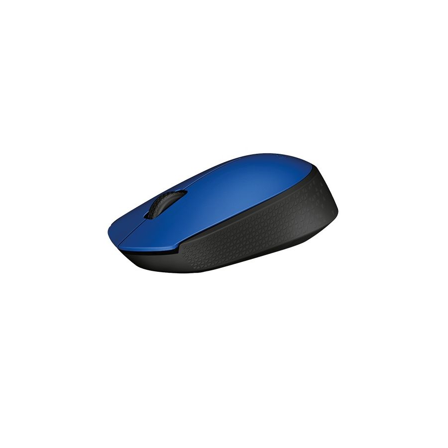 Mouse LOGITECH M170, Negro con detalles en Azul, 3 botones, RF inalámbrico