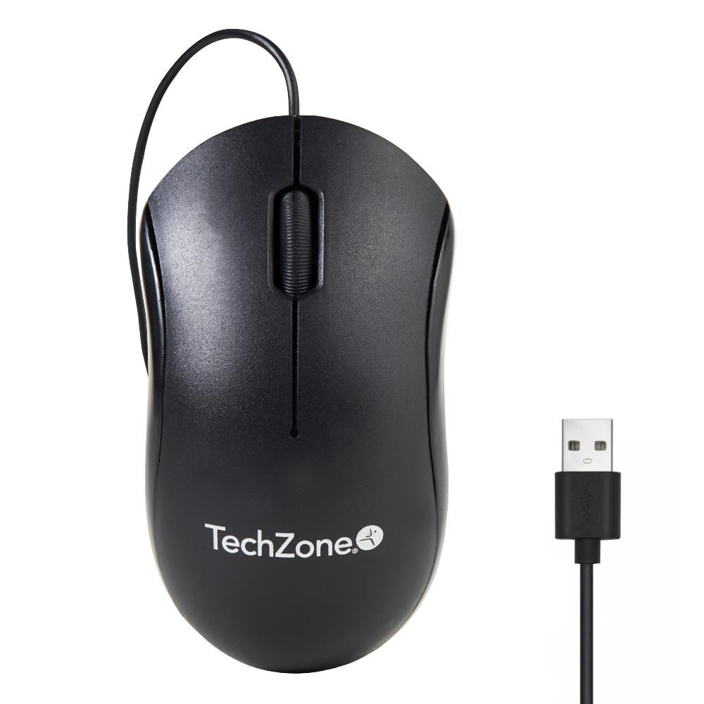 Mouse TechZone TZMOU01 Negro, Óptico, 800 DPI