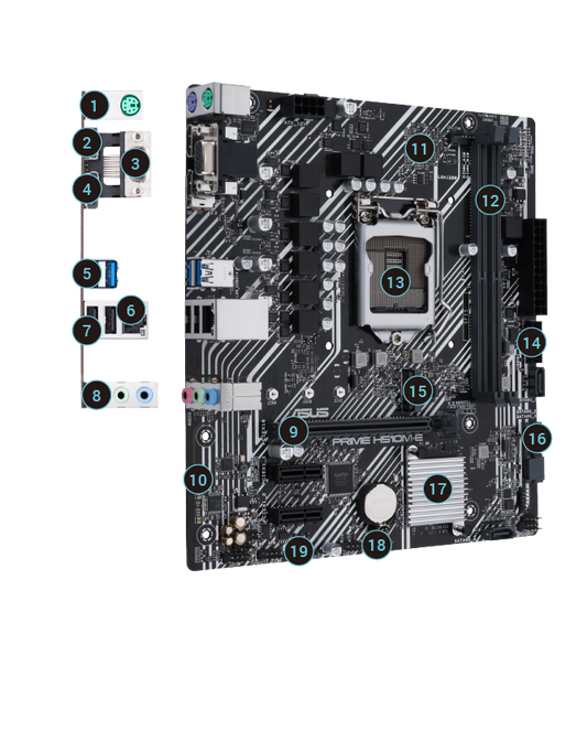 Motherboard ASUS H510M-E, Intel, LGA 1200, Micro ATX